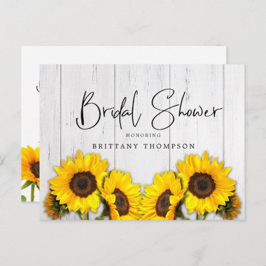 Rustikales Sonnenblumengewebe-Brautparty Einladungspostkarte (Vorne/Hinten)