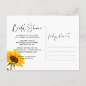 Rustikales Sonnenblumengewebe-Brautparty Einladungspostkarte (Rückseite)