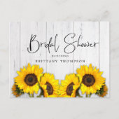 Rustikales Sonnenblumengewebe-Brautparty Einladungspostkarte (Vorderseite)