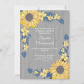 Rustikales Sonnenblumengraues Brautparty Einladung (Vorderseite)