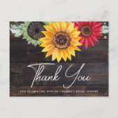 Rustikales Sonnenblumenholz Brautparty Danke Karte (Vorderseite)