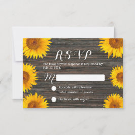 Rustikales Sonnenblumenholz-Hochzeit RSVP Karte