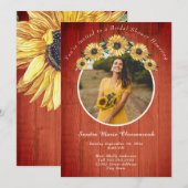 Rustikales Sonnenblumenholz-Hochzeitsstich Brautpa Einladung (Vorne/Hinten)