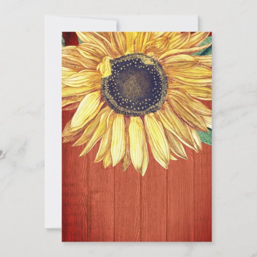 Rustikales Sonnenblumenholz-Hochzeitsstich Brautpa Einladung (Rückseite)