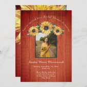 Rustikales Sonnenblumenholz-Hochzeitsstich Brautpa Einladung (Vorne/Hinten)