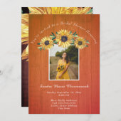 Rustikales Sonnenblumenholz-Hochzeitsstich-Brautpa Einladung (Vorne/Hinten)