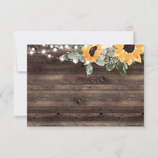 Rustikales Sonnenblumenholz mit Auswahl RSVP Karte (Rückseite)