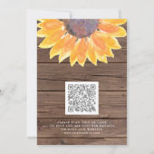 Rustikales Sonnenblumenholz QR Code Hochzeit Einladung (Rückseite)