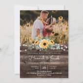 Rustikales Sonnenblumenholz QR Code UAWG Wedding Einladung (Vorderseite)