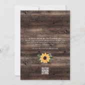 Rustikales Sonnenblumenholz QR Code UAWG Wedding Einladung (Rückseite)