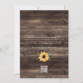 Rustikales Sonnenblumenholz QR Code UAWG Wedding Einladung (Rückseite)