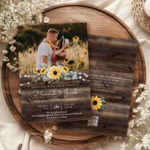 Rustikales Sonnenblumenholz QR Code UAWG Wedding