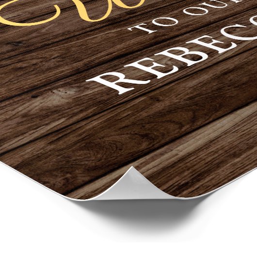 Rustikales Sonnenblumenholz-Stall Hochzeitswillkom Poster (Ecke)