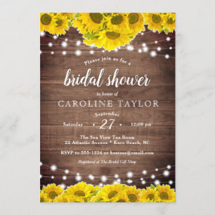 Rustikales Sonnenblumenkeramik-Brautparty Einladung