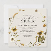 Rustikales Sonnenblumenkranz-Brautparty Einladung (Vorderseite)