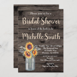 Rustikales Sonnenblumenland Brautparty Einladung
