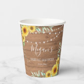 Rustikales Sonnenblumenlicht Brautparty Pappbecher (Rückseite)