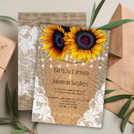 Rustikales Sonnenblumenlicht und Hochzeit Einladung