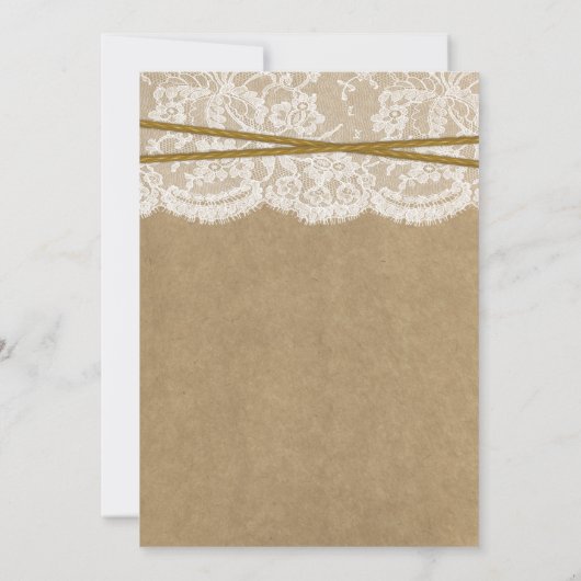 Rustikales Sonnenblumenmotiv Kraft Lace & Twine Br Einladung (Rückseite)
