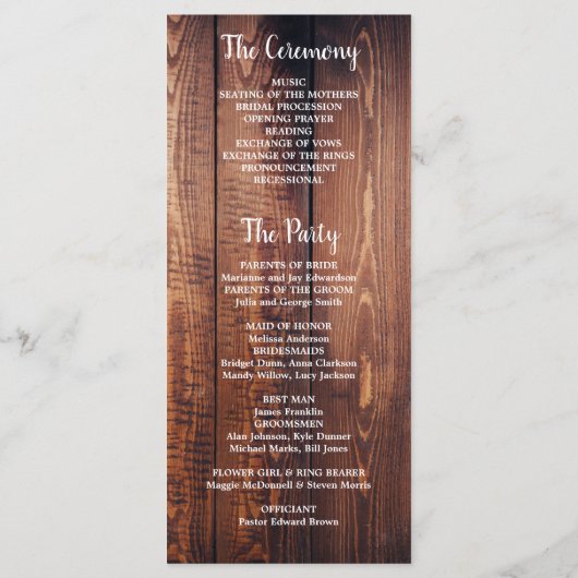 Rustikales Sonnenblumenmuseum Hochzeitsprogramm Programm (Rückseite)