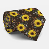 rustikales Sonnenblumenmuster Krawatte (Gerollt)