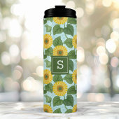 Rustikales Sonnenblumenmuster Mit Monogramm Thermosbecher