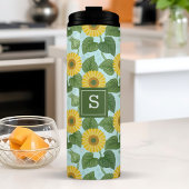Rustikales Sonnenblumenmuster Mit Monogramm Thermosbecher