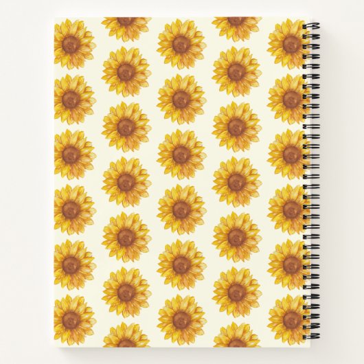 Rustikales Sonnenblumenmuster Personalisiert Notizblock (Rückseite)