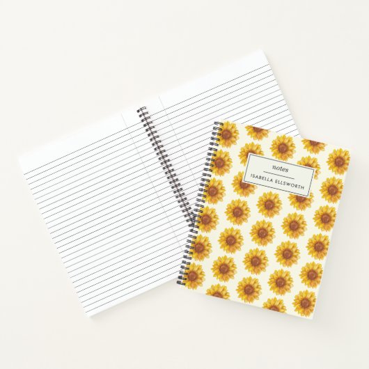 Rustikales Sonnenblumenmuster Personalisiert Notizblock (Innenseite)