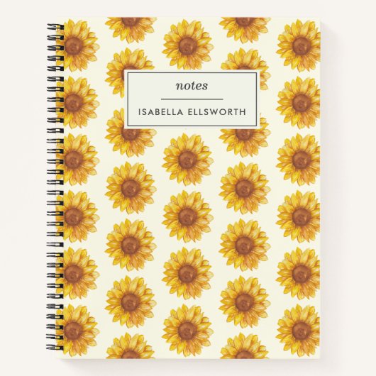 Rustikales Sonnenblumenmuster Personalisiert Notizblock (Vorderseite)