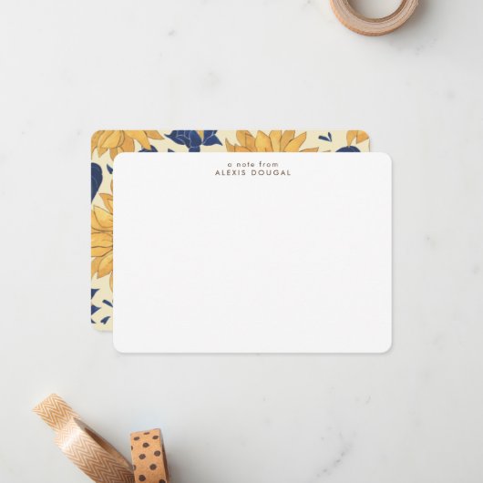 Rustikales Sonnenblumenmuster Personalisierte Stat Mitteilungskarte (Vorderseite/Rückseite Beispiel)