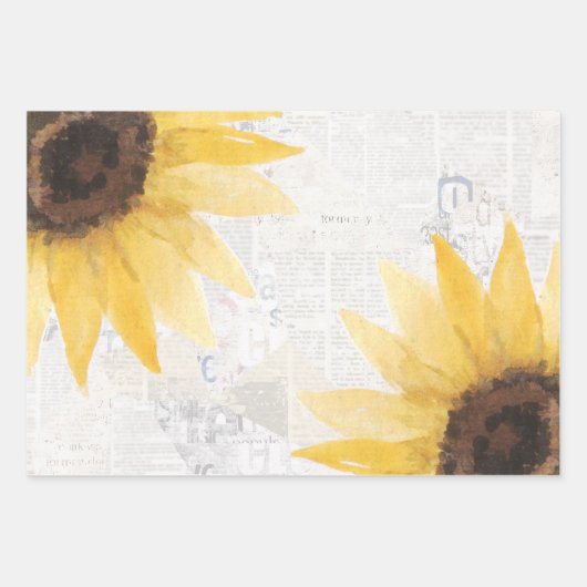 Rustikales Sonnenblumenpapier Geschenkpapier Set (Vorderseite 2)