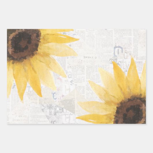 Rustikales Sonnenblumenpapier Geschenkpapier Set (Vorderseite)