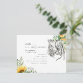Rustikales Sonnenblumenpferd Nuzzle Brautparty Einladungspostkarte (Stehend Vorderseite)