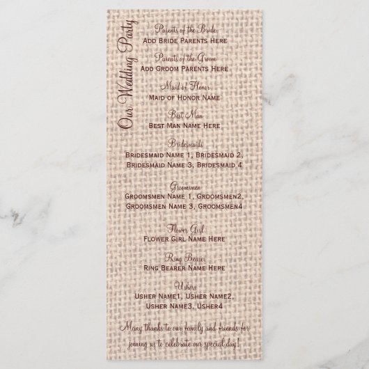 Rustikales Sonnenblumenprogramm Programm (Rückseite)