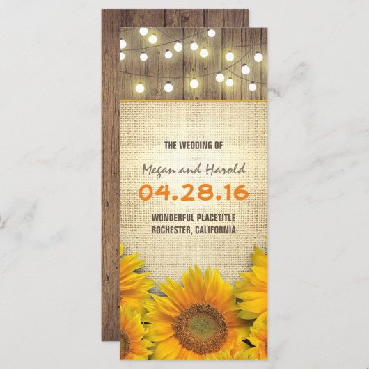 Rustikales Sonnenblumenprogramm Programm (Vorne/Hinten)