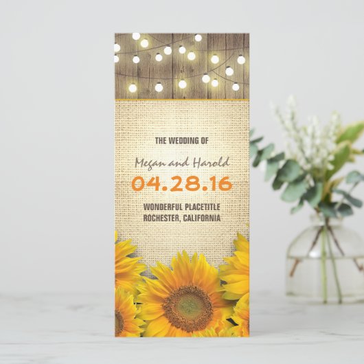 Rustikales Sonnenblumenprogramm Programm (Stehend Vorderseite)