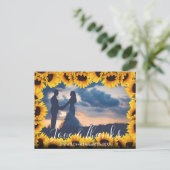 Rustikales Sonnenblumenrahmen Hochzeitsstift Foto Postkarte (Stehend Vorderseite)