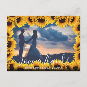 Rustikales Sonnenblumenrahmen Hochzeitsstift Foto Postkarte