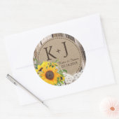 Rustikales Sonnenblumensiegel Runder Aufkleber (Umschlag)