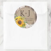 Rustikales Sonnenblumensiegel Runder Aufkleber (Tasche)