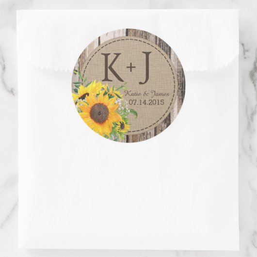 Rustikales Sonnenblumensiegel Runder Aufkleber (Tasche)
