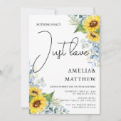 Rustikales Sonnenblumenskript nur Liebe Grüne Hoch Einladung (Vorderseite)