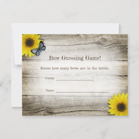 Rustikales Sonnenblumenspiel Graf Baby Duschspiel Einladung (Vorderseite)