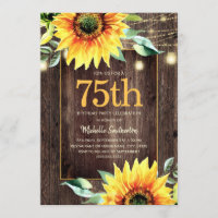 Rustikales Sonnenblumenstring Light 75. Geburtstag