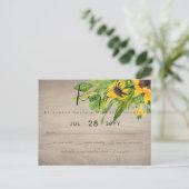 Rustikales Sonnenblumenwald Hochzeit RSVP Postkarte (Stehend Vorderseite)