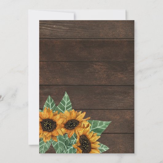 Rustikales Sonnenblumenwald Wasserfarbe Bacheloret Einladung (Rückseite)