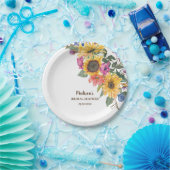 Rustikales Sonnenblumenwasser-Brautparty Pappteller (Party)