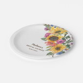 Rustikales Sonnenblumenwasser-Brautparty Pappteller (Schrägansicht)