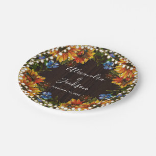 Rustikales Sonnenblumenzwiebeln Pappteller